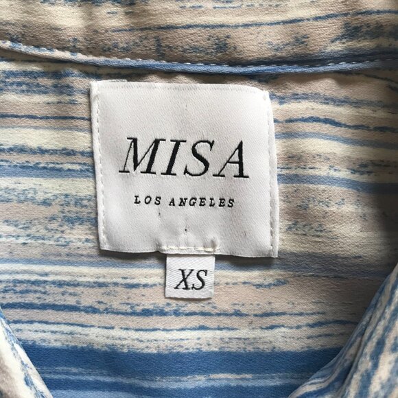 Misa Los Angeles Carlota Mini Dress Womens XS Blue White Stripe Ruffle Tiered - Picture 7 of 12